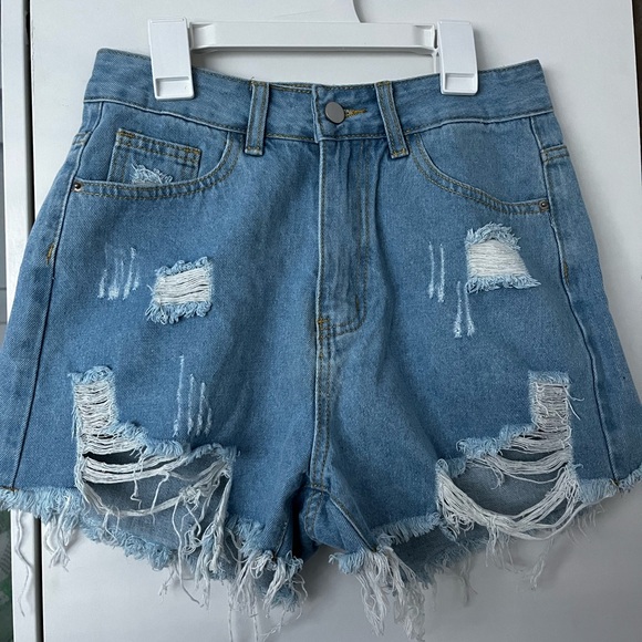 SHEIN Pants - SHEIN Blue Distressed Jean Shorts